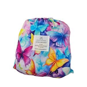 NEW CHARLIES PROJECT girl's colorful butterflies crib sheet in purple multi